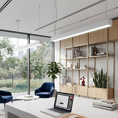 White Rectangle Strip LED Modern Recessed Hanging Linear Light