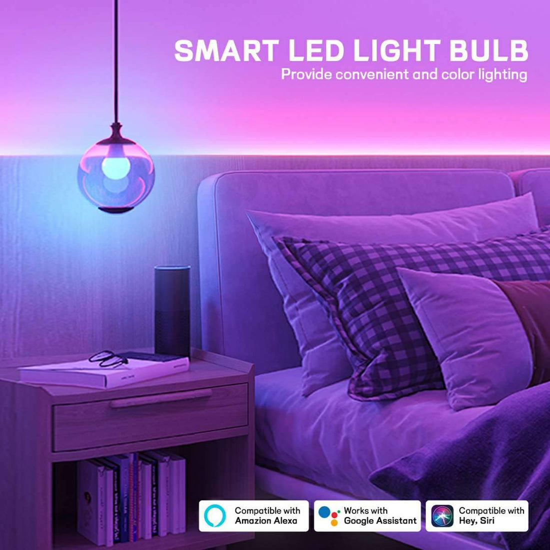 2 Pcs Dimmable WiFi Wireless E26 Smart LED Light Bulbs RGB CCT - Flyachilles