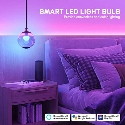 2 Pcs Dimmable WiFi Wireless E26 Smart LED Light Bulbs RGB CCT - Flyachilles