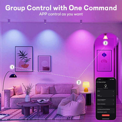 2 Pcs Dimmable WiFi Wireless E26 Smart LED Light Bulbs RGB CCT - Flyachilles