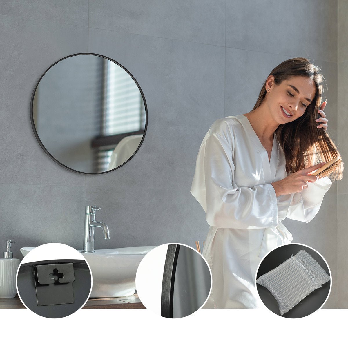 20 inch Round High - definition Wall Makeup Mirror Vanity Mirrors - Flyachilles