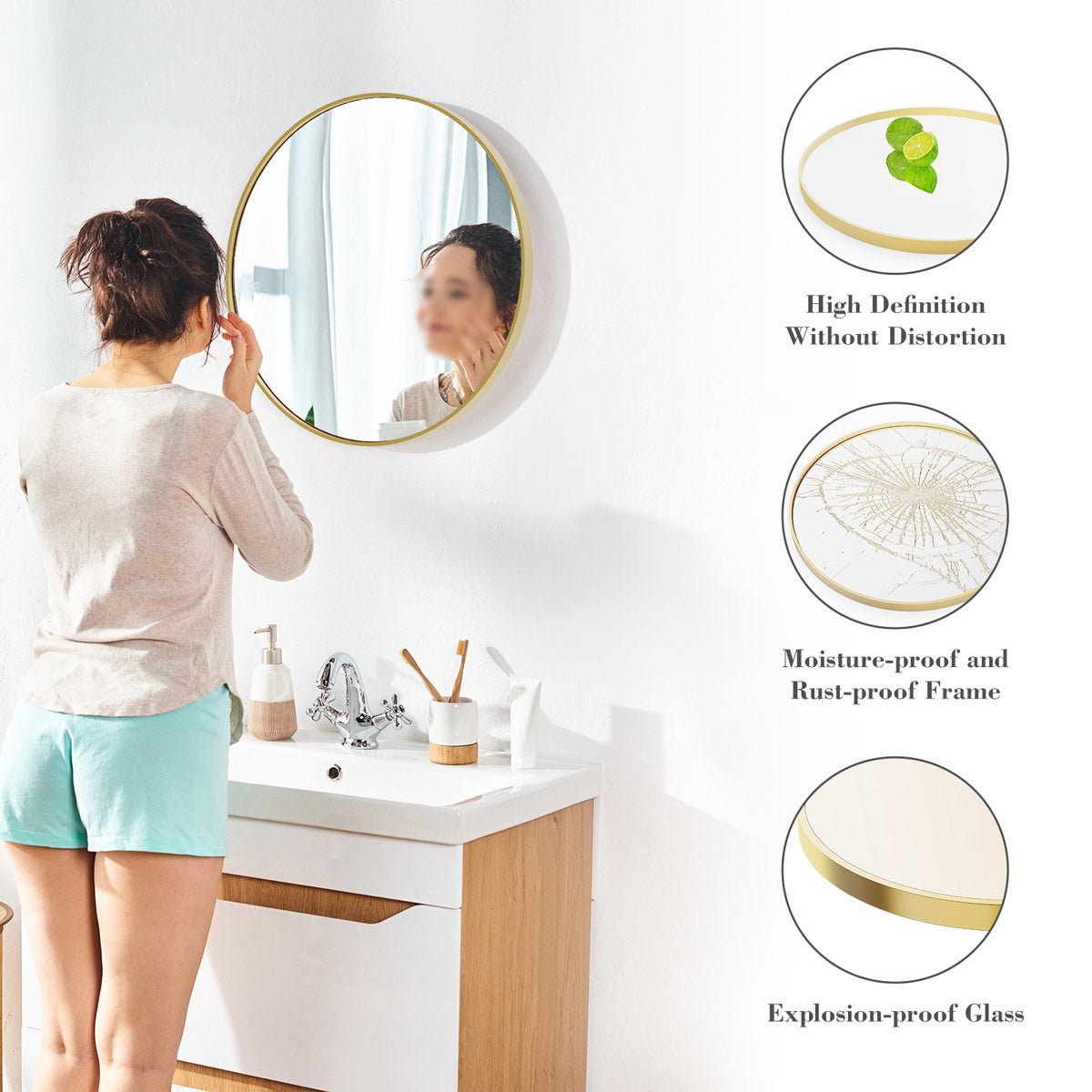 20 inch Round High - definition Wall Makeup Mirror Vanity Mirrors - Flyachilles