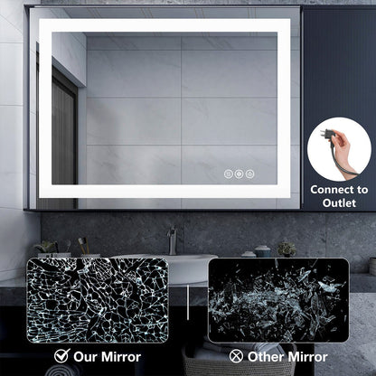 28" Anti - fog LED Bathroom Mirror LED Light Wall Mirror - Flyachilles