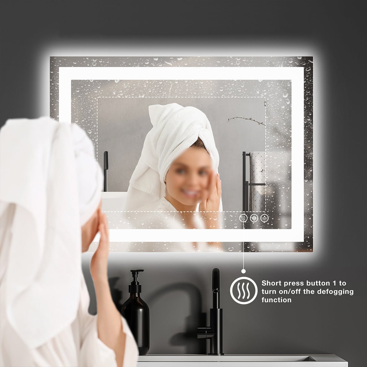 28" Anti - fog LED Bathroom Mirror LED Light Wall Mirror - Flyachilles