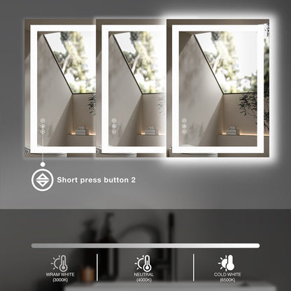 28" Anti - fog LED Bathroom Mirror LED Light Wall Mirror - Flyachilles