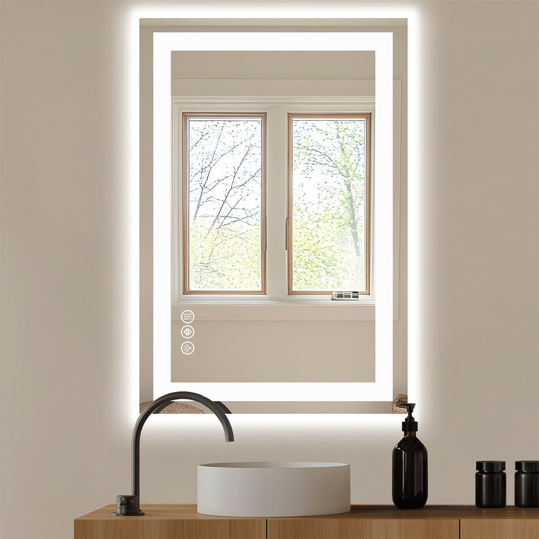 28" Anti - fog LED Bathroom Mirror LED Light Wall Mirror - Flyachilles