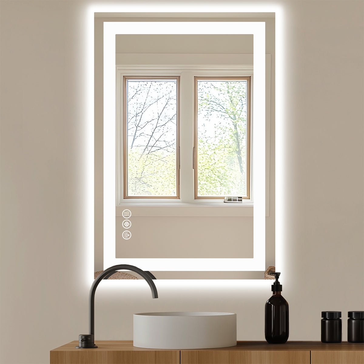 28" Anti - fog LED Bathroom Mirror LED Light Wall Mirror - Flyachilles