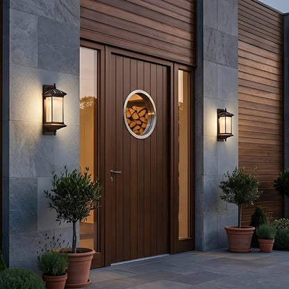 Solar Waterproof Retro Striped Glass Outdoor Wall Lights Sconce