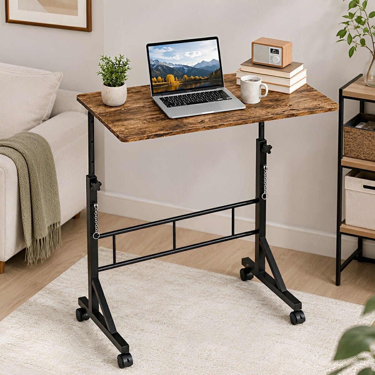 31.5" Adjustable Mobile Rolling Ergonomic Office Desk - Flyachilles