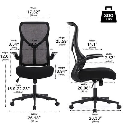 360 ° Rotatable Ergonomic Computer Mesh Office Chair with Armrests Support - Flyachilles