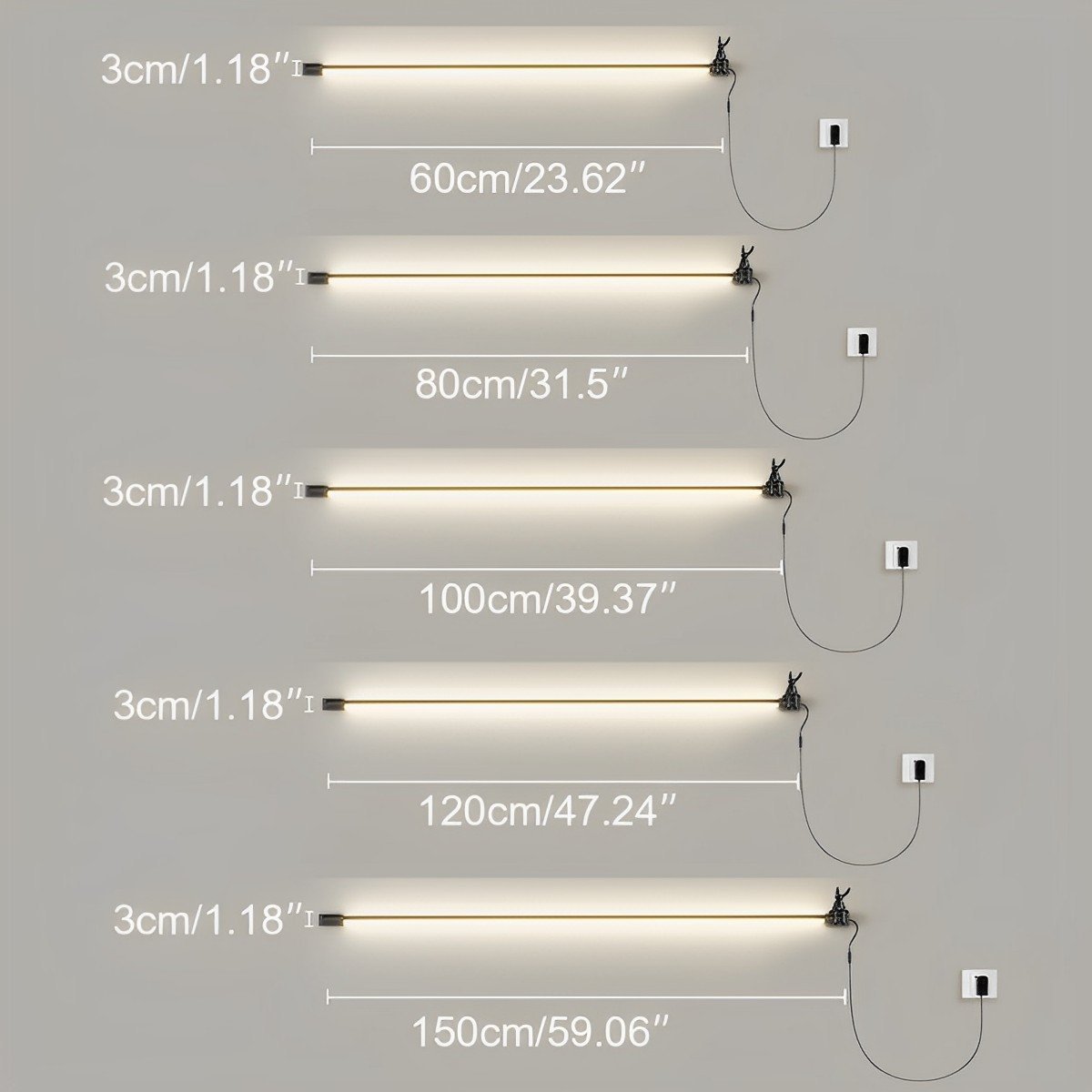 360° Rotatable Modern Minimalist Plug - in LED Long Strip Lights Wall Light - Flyachilles