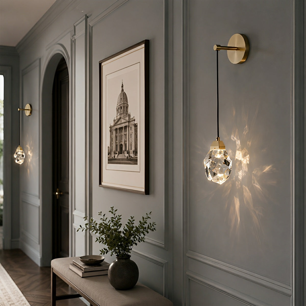Modern Luxury Faceted Crystal Wall Sconce