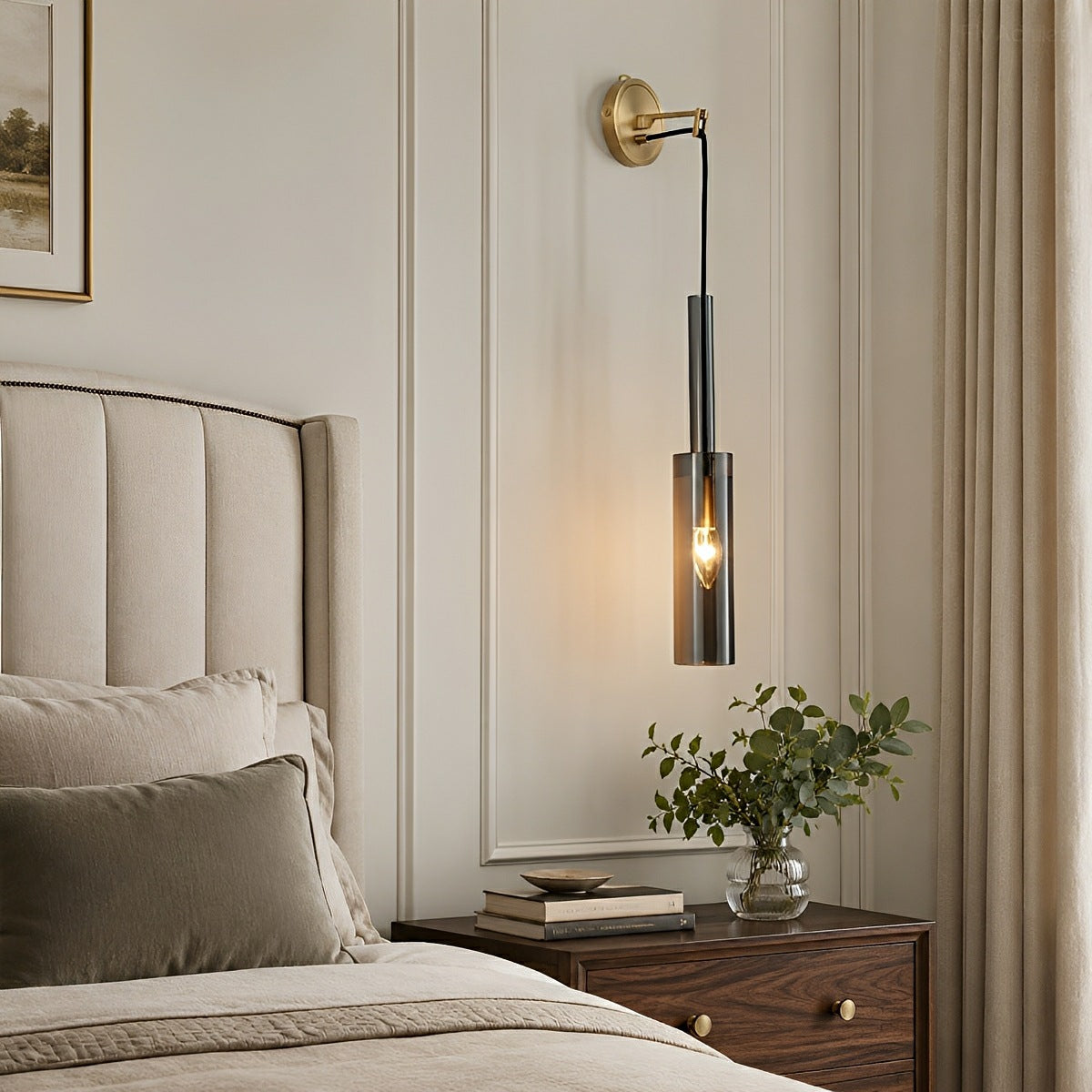Modern Gray Cylindrical Crystal Wall Sconce