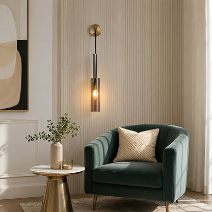 Modern Gray Cylindrical Crystal Wall Sconce