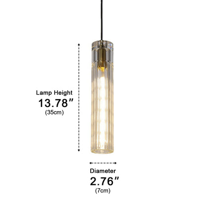 Modern Slim Cylindrical Crystal LED Pendant Light