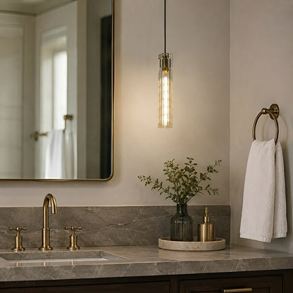 Modern Slim Cylindrical Crystal LED Pendant Light