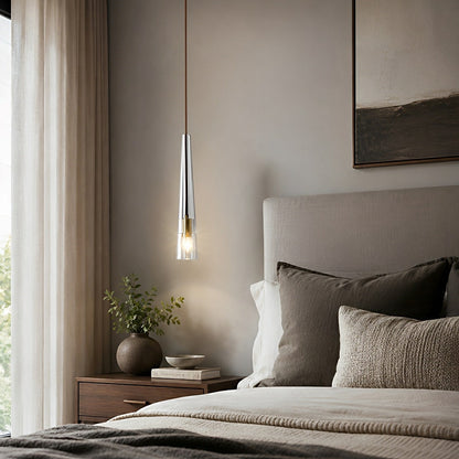 Modern Slim Conical Crystal Pendant Light