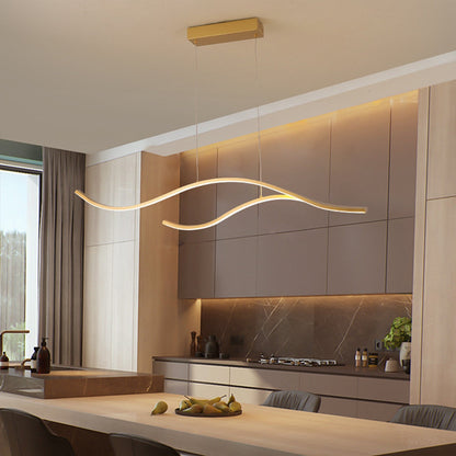 Modern Wave LED Linear Pendant Light