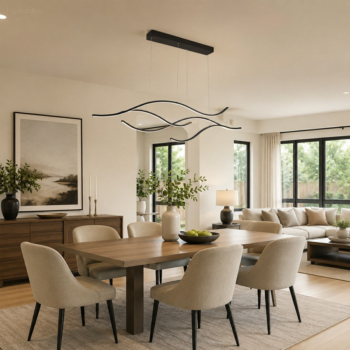 Modern Wave LED Linear Pendant Light
