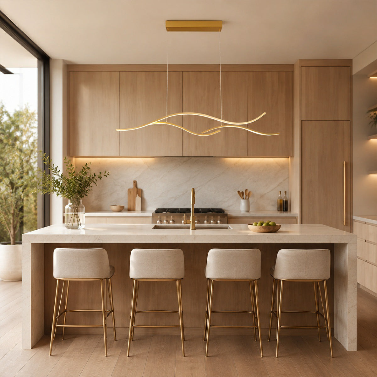 Modern Wave LED Linear Pendant Light