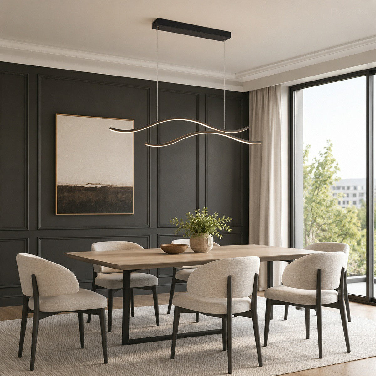Modern Wave LED Linear Pendant Light