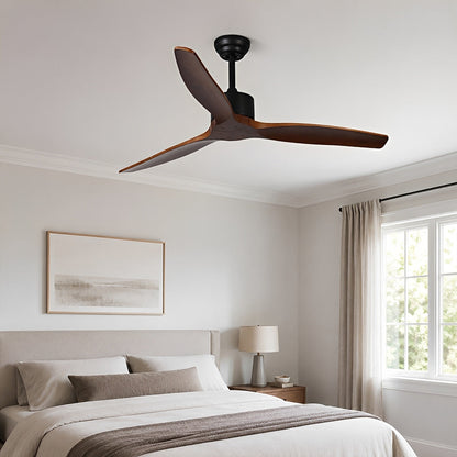 Sculptural Waterproof Modern Wood Reverse Outdoor Ceiling Fan