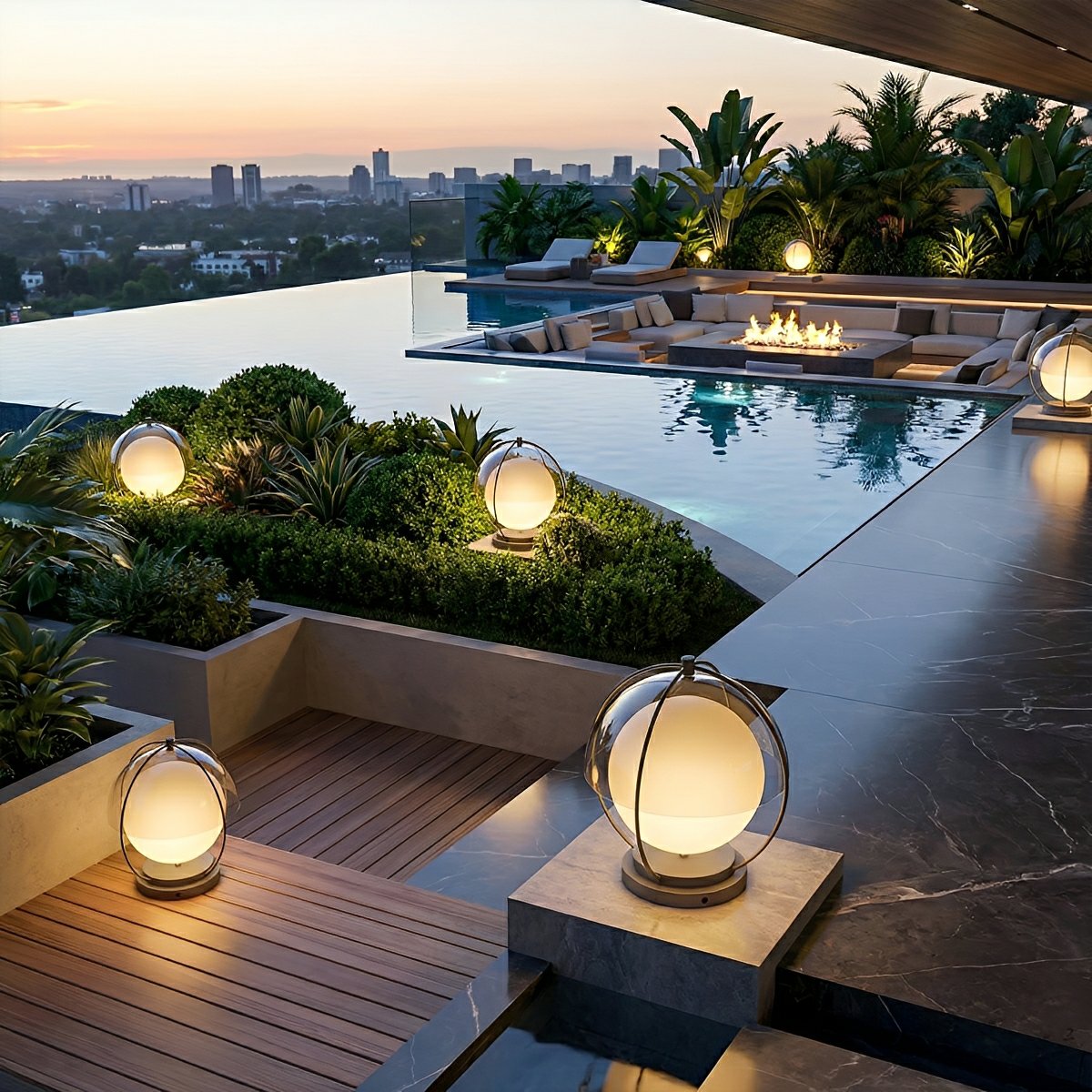 Modern Waterproof Globe Planet LED Outdoor Post Lights