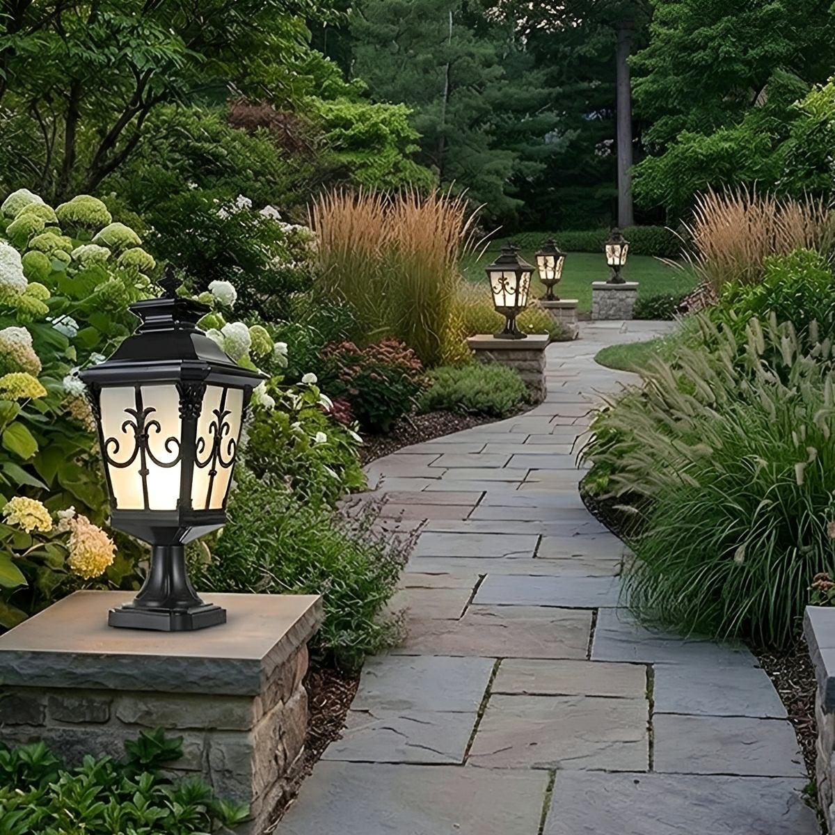 Victorian Style Fence Post Lights LED Garden Lamp Column Light Pillar Lam - Flyachilles