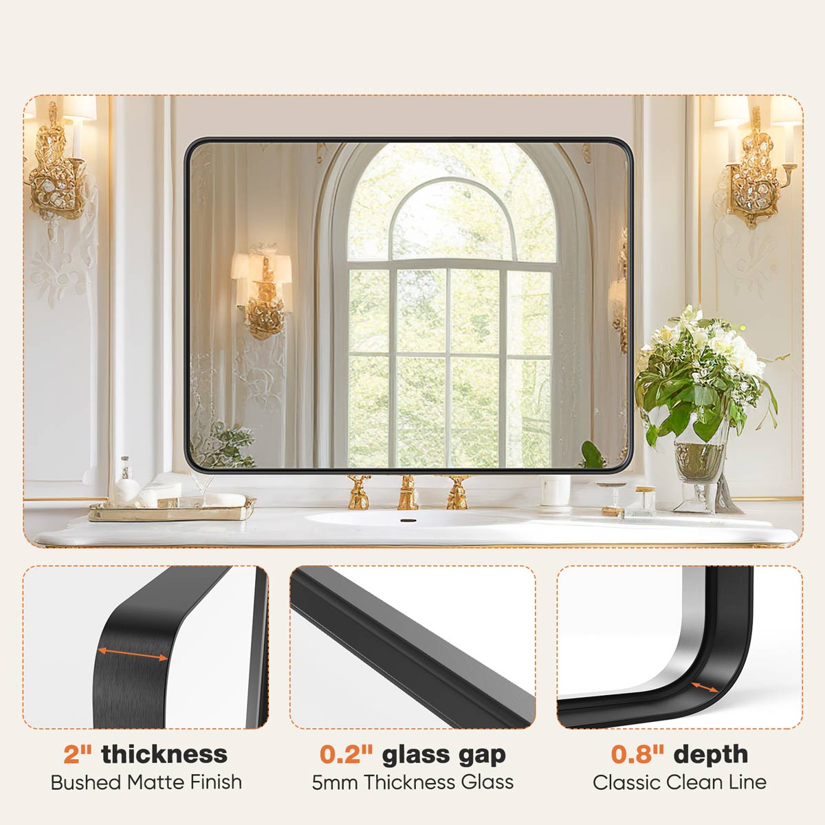 40"×30" Modern Farmhouse Bathroom Vanity Mirror Wall Mirror - Flyachilles