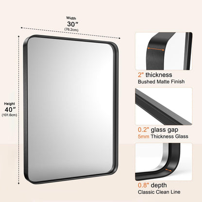 40"×30" Modern Farmhouse Bathroom Vanity Mirror Wall Mirror - Flyachilles