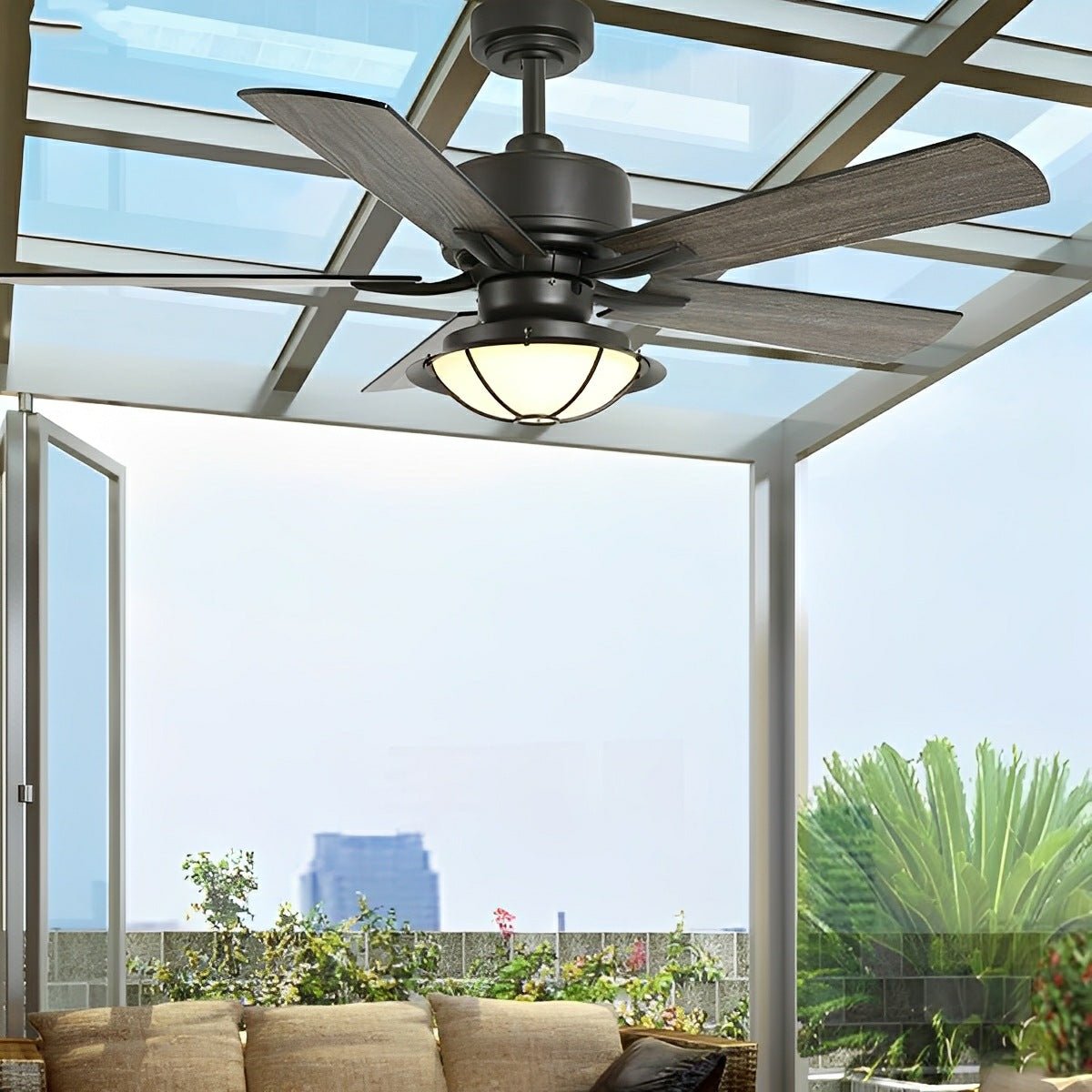 52" Classic Outdoor DC Motor Reverse Ceiling Fan Light - Flyachilles