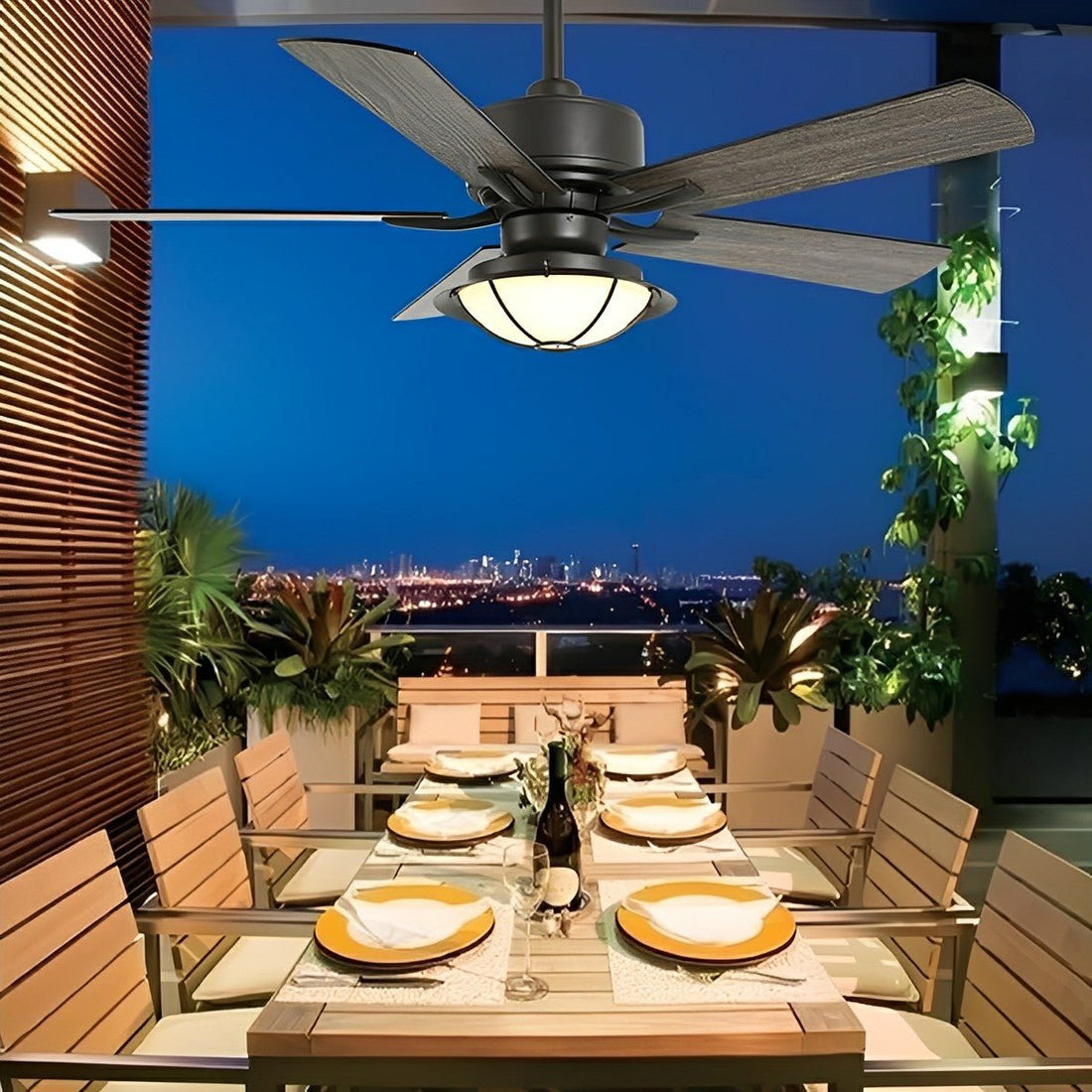 52" Classic Outdoor DC Motor Reverse Ceiling Fan Light - Flyachilles