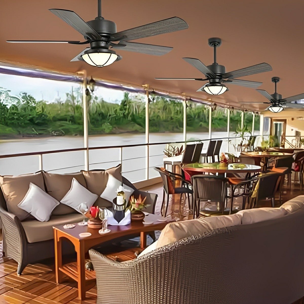 52" Classic Outdoor DC Motor Reverse Ceiling Fan Light - Flyachilles