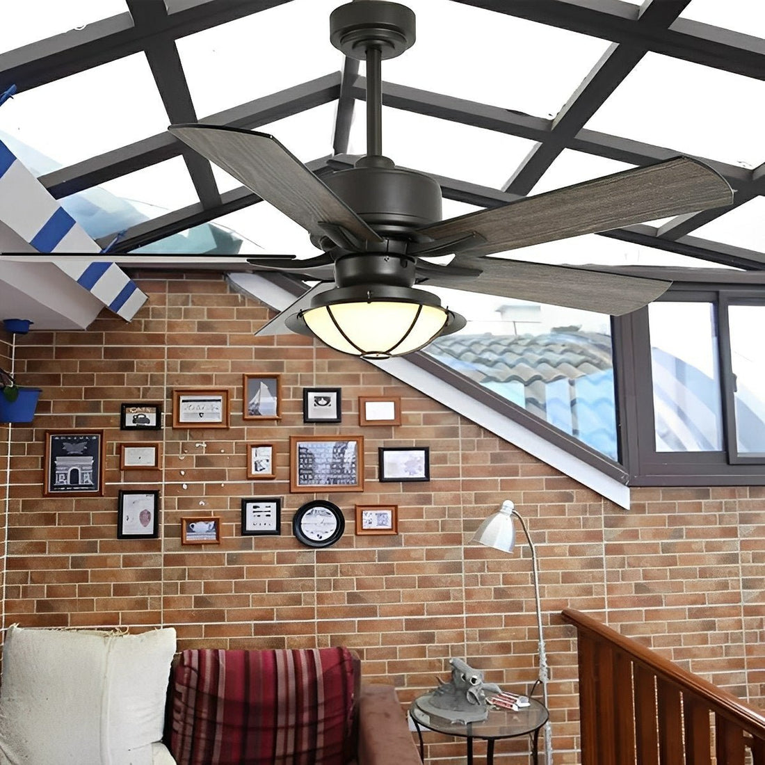 52" Classic Outdoor DC Motor Reverse Ceiling Fan Light - Flyachilles
