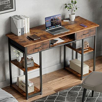 55" Computer Desk with 6 Drawers - for Home Office - Flyachilles