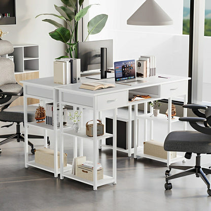 55" Computer Desk with 6 Drawers - for Home Office - Flyachilles