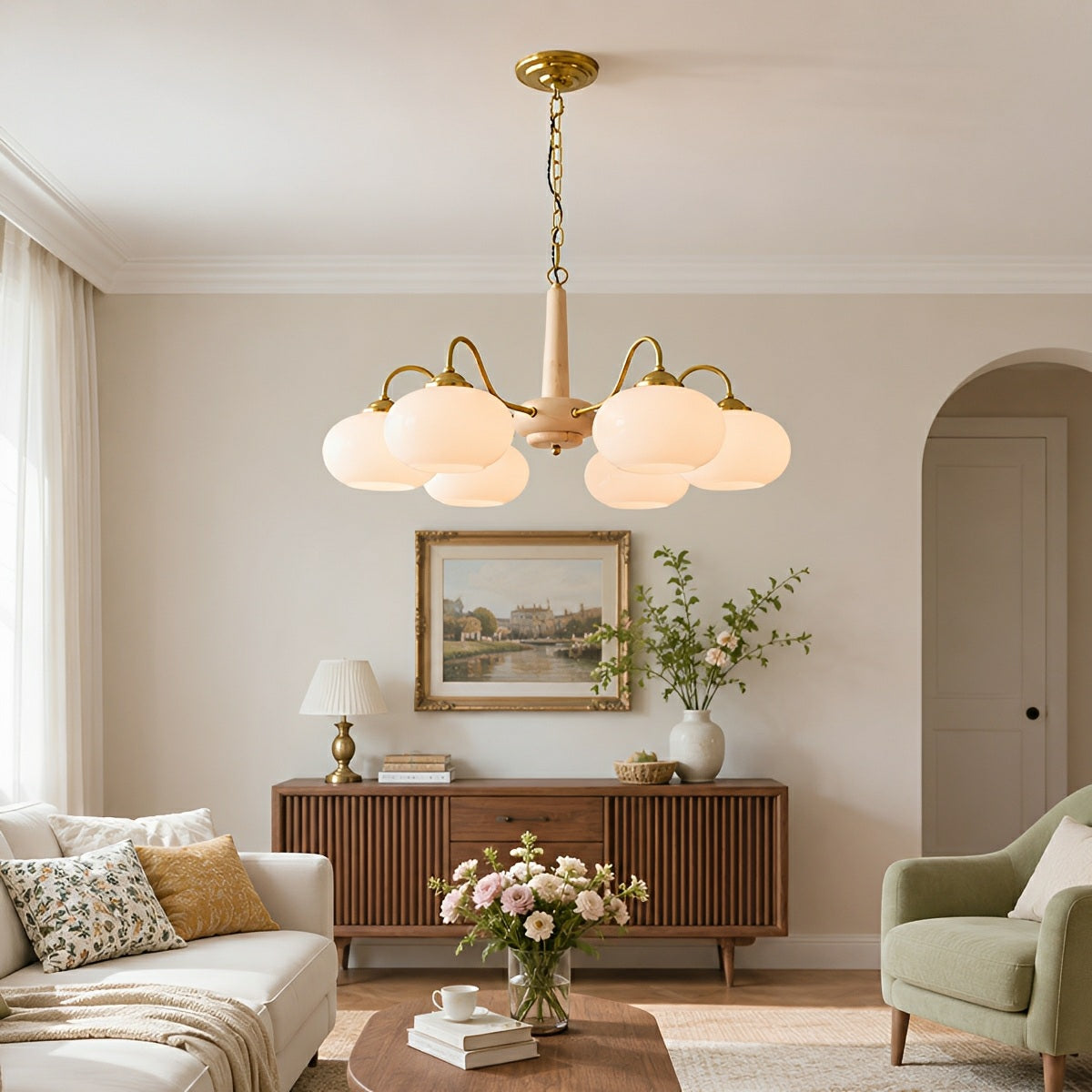Nordic Glass Wood Metal Chandelier Hanging Lights