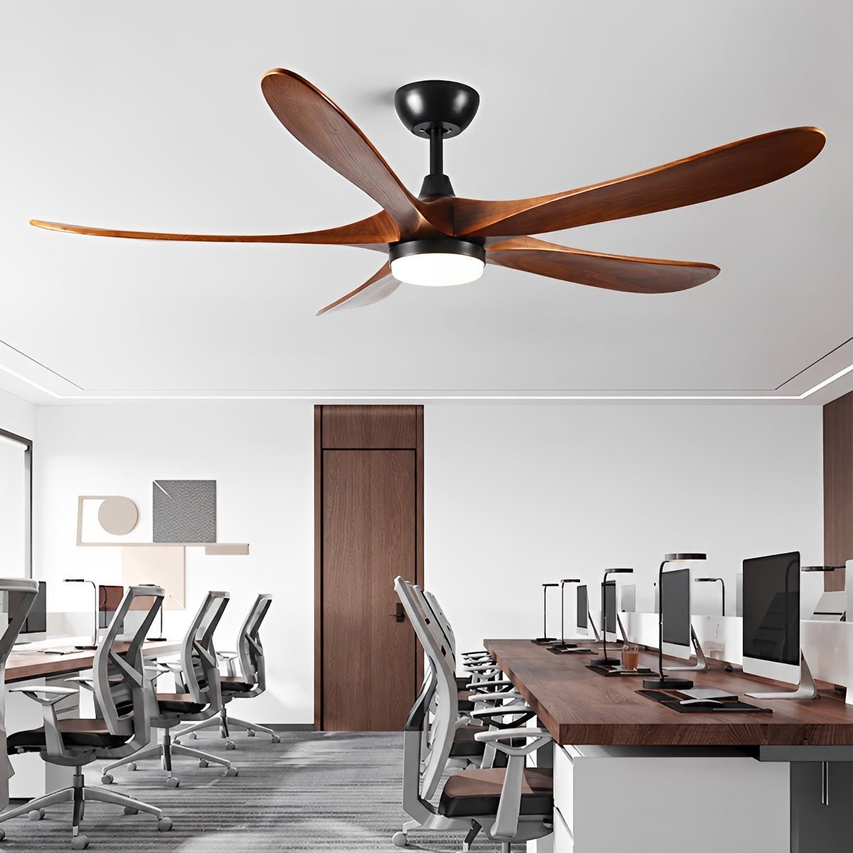 60 Inch Modern Wood Ceiling Fan with Full-Spectrum LED Light - Flyachilles