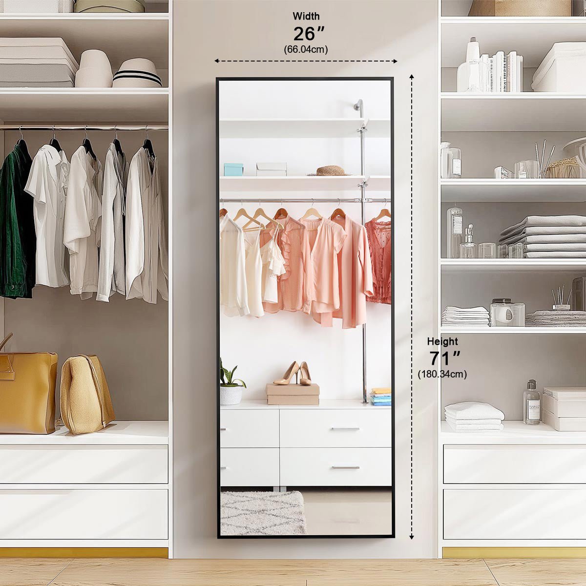 71"x26" Large Full Body Floor Mirror Standing Wall Mirror - Flyachilles