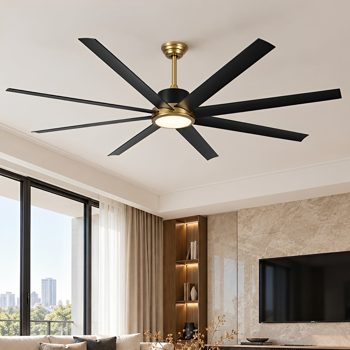 72 Inch Modern 8-Blade LED Ceiling Fan with Light Oversized - Flyachilles