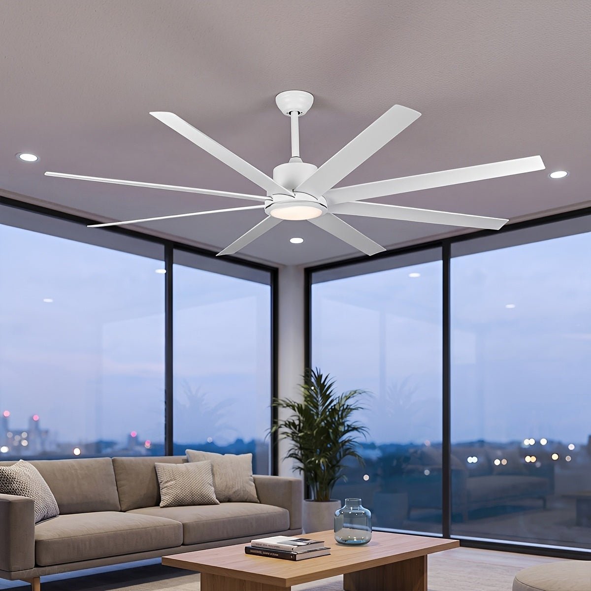 72 Inch Modern 8-Blade LED Ceiling Fan with Light Oversized - Flyachilles