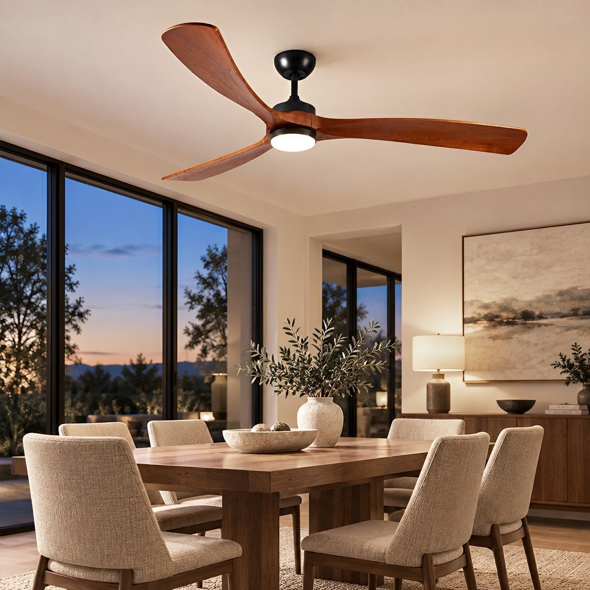 72 Inch Oversized Modern Wood LED Ceiling Fan with Light - Flyachilles