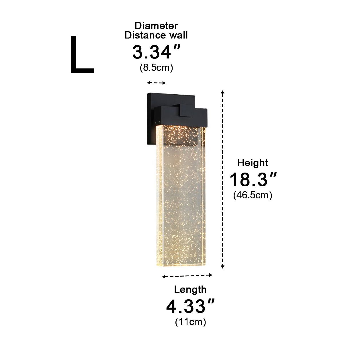 Rectangular Bubble Crystal Waterproof LED Modern Outdoor Wall Sconce
