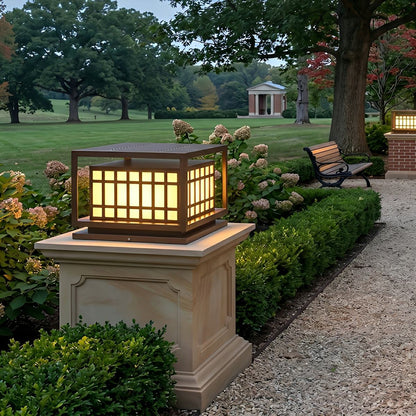 Square LED Waterproof Brown Modern Outdoor Deck Post Lights Pillar Light Column