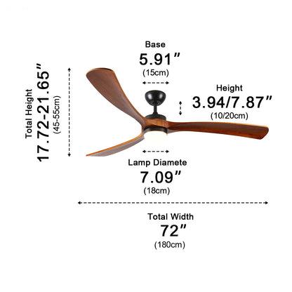 72 Inch Oversized Modern Wood LED Ceiling Fan with Light
