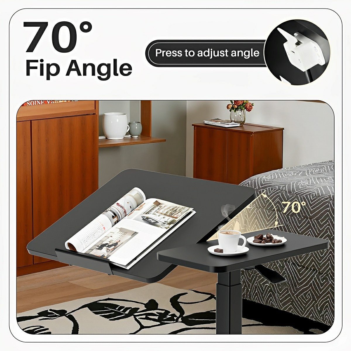 Adjustable Overbed Table on Wheels – Tilting - Flyachilles
