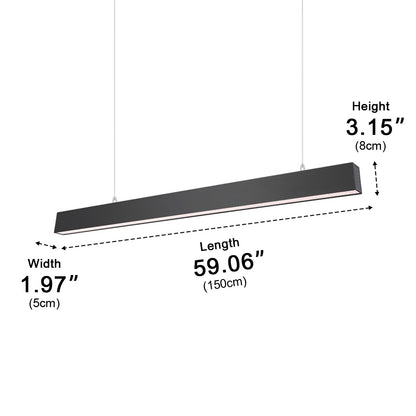 Black Modern Minimalist Linear LED Long Strip Office Ceiling Pendant Lights - Flyachilles