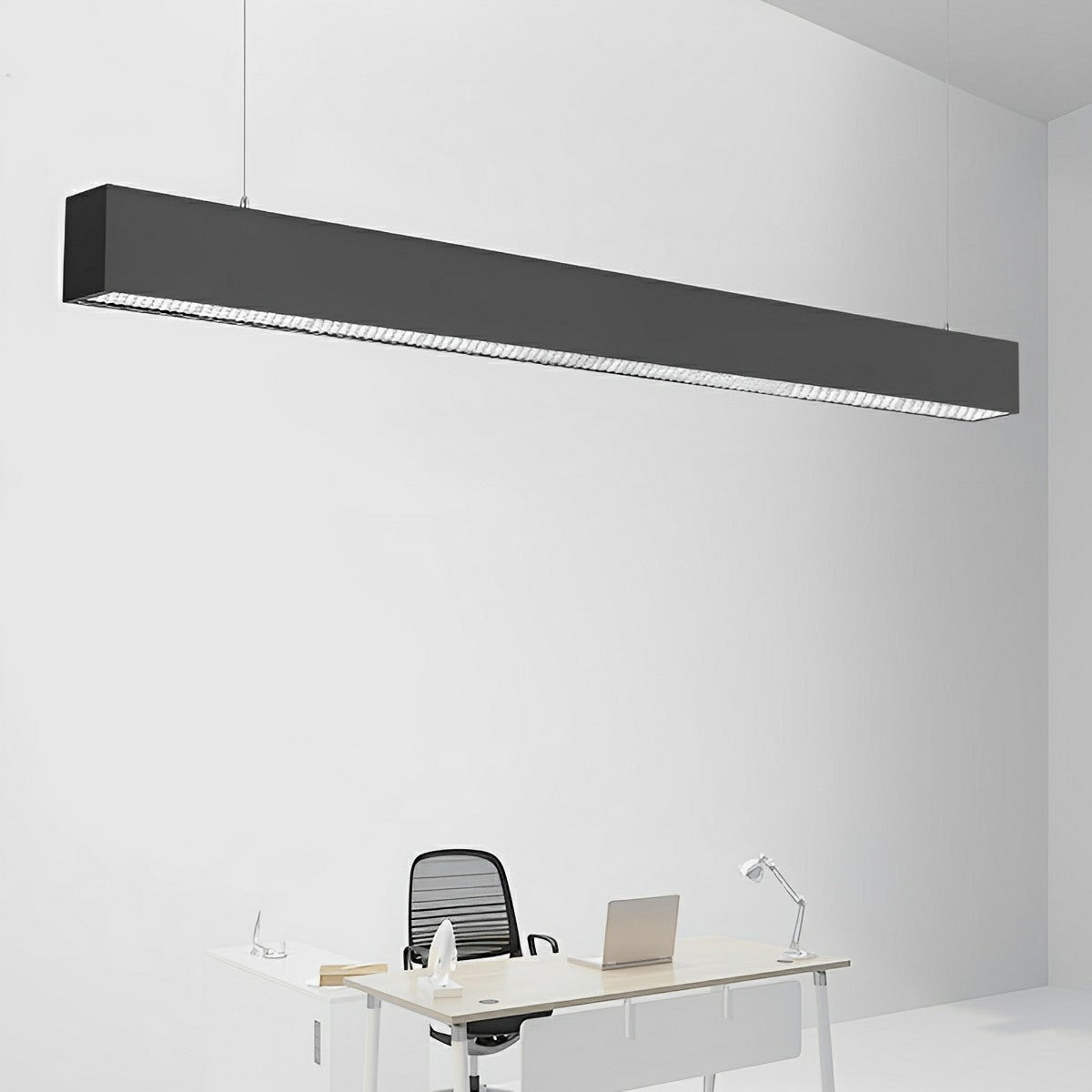 Black Modern Minimalist Linear LED Long Strip Office Ceiling Pendant Lights - Flyachilles