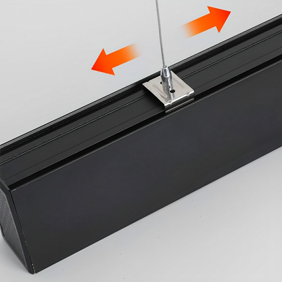 Black Modern Minimalist Linear LED Long Strip Office Ceiling Pendant Lights - Flyachilles