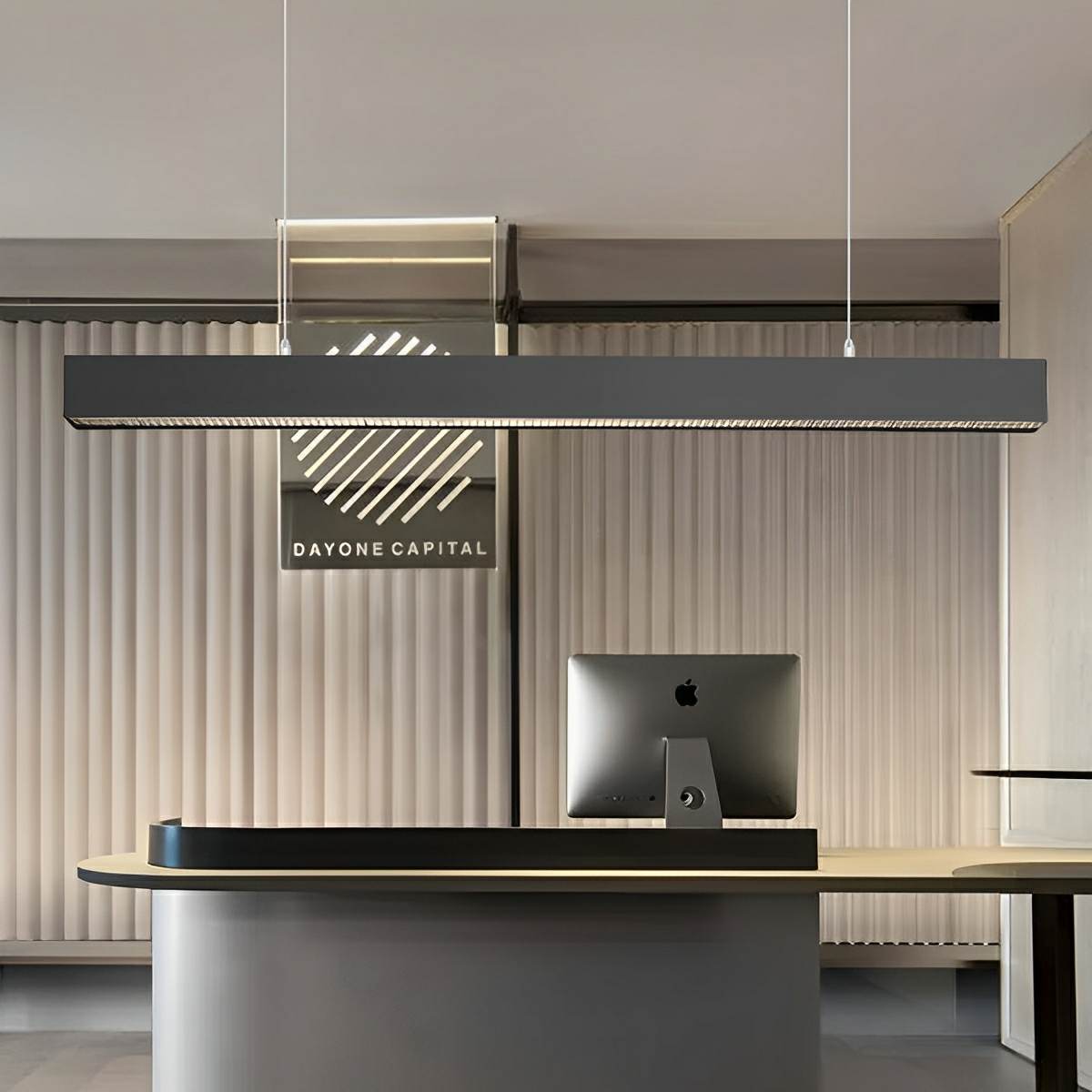 Black Modern Minimalist Linear LED Long Strip Office Ceiling Pendant Lights - Flyachilles